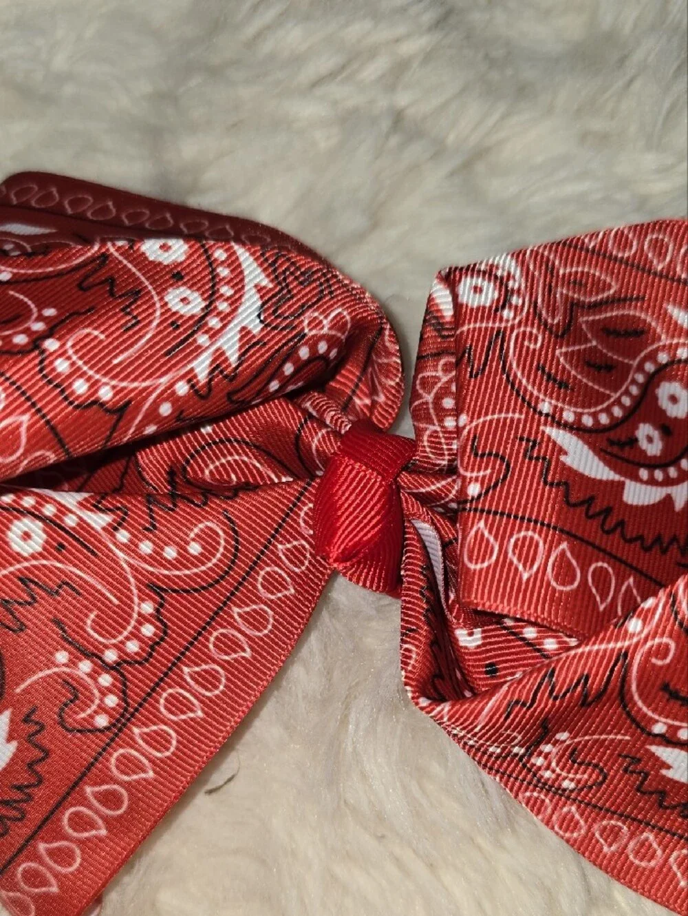Red Bandana Hair Bow With Clip